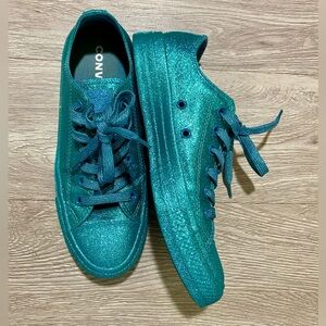 Converse All Star Low Tops ALL GLITTER ~ Teal ~ W7 ~ M5 ~ EUR37.5